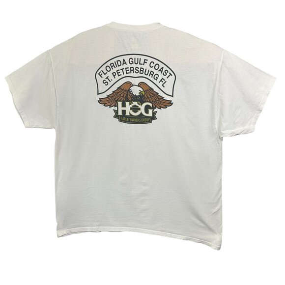 Harley Owners Group Hanes T-Shirt 2XL White Florida Gulf Coast St.Petersburg FL - Picture 2 of 7